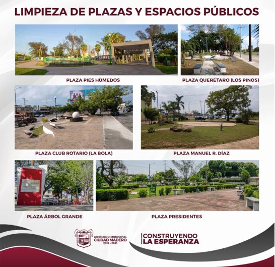 Limpieza constante de plazas y Espacios Públicos en Cd. Madero ...